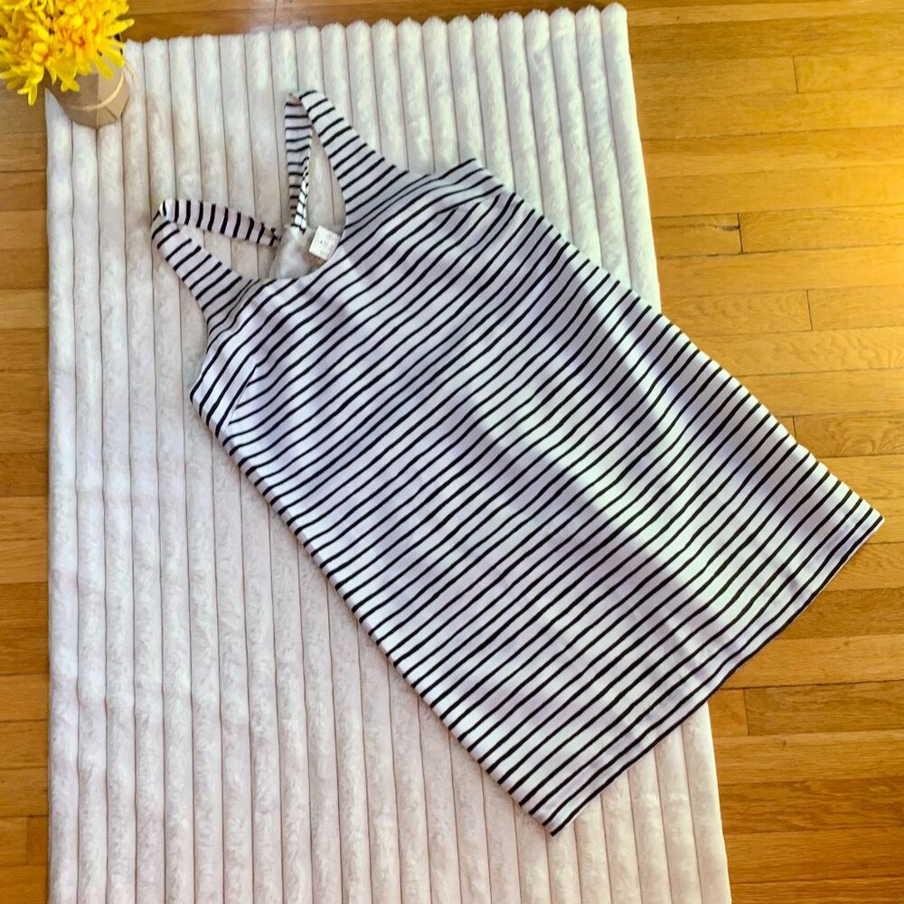 NWT J.Crew Women's Summer Stripe Racer Back Shift Dress | White and Black | 14